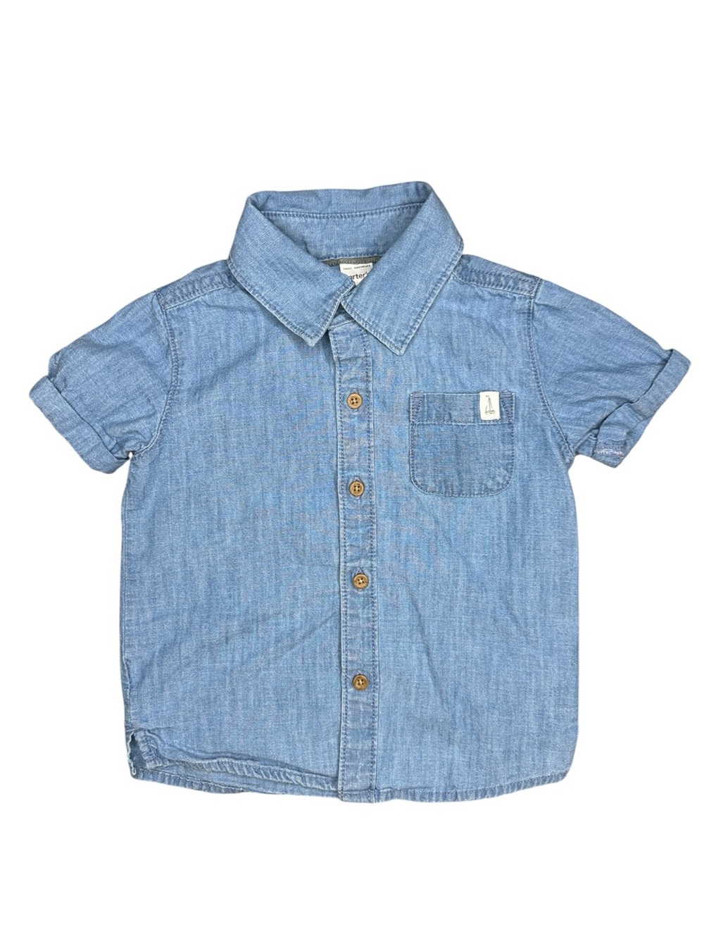 Carter's Light Blue Chambray Short Sleeve Button-Down Shirt